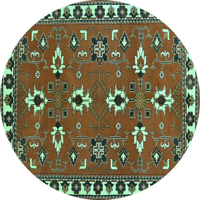 Round Persian Turquoise Traditional Rug, tr836turq