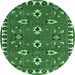Round Persian Emerald Green Traditional Rug, tr836emgrn