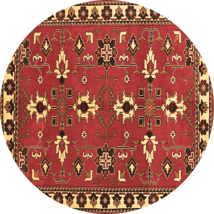 Round Persian Brown Traditional Rug, tr836brn