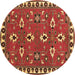 Round Persian Brown Traditional Rug, tr836brn