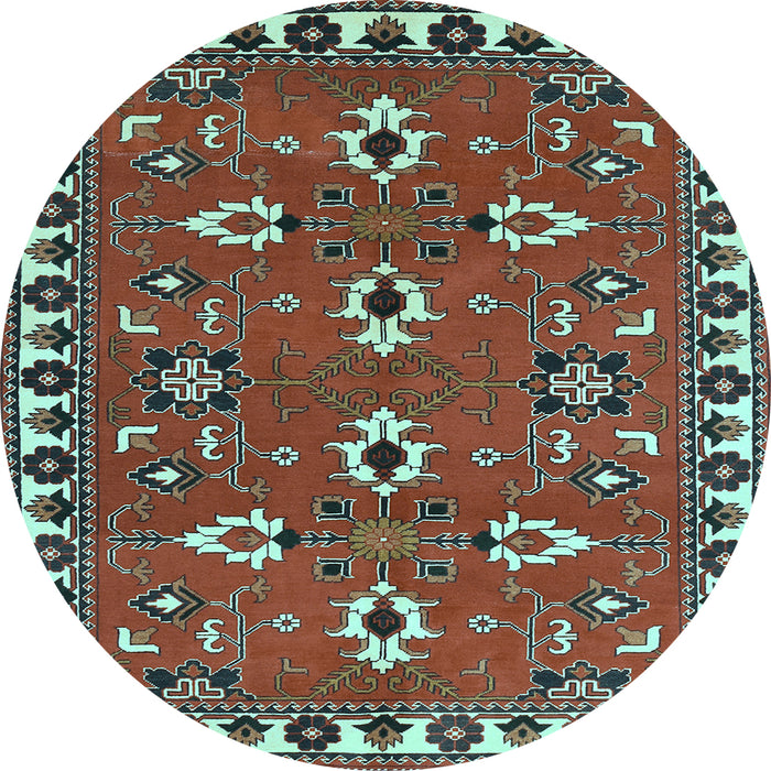 Round Machine Washable Persian Light Blue Traditional Rug, wshtr836lblu