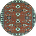 Round Machine Washable Persian Light Blue Traditional Rug, wshtr836lblu