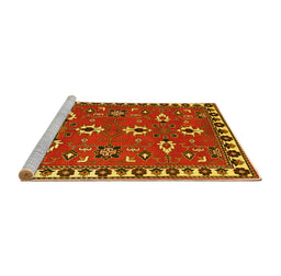 Sideview of Machine Washable Persian Yellow Traditional Rug, wshtr836yw