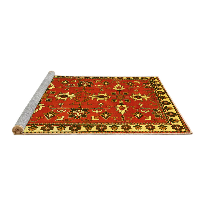 Sideview of Machine Washable Persian Yellow Traditional Rug, wshtr836yw