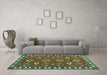 Machine Washable Persian Turquoise Traditional Area Rugs in a Living Room,, wshtr836turq