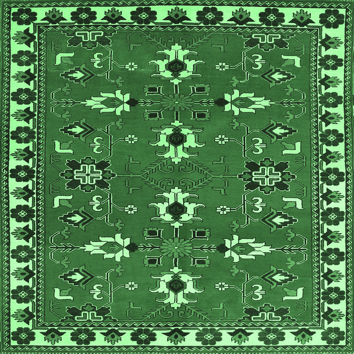Square Machine Washable Persian Emerald Green Traditional Area Rugs, wshtr836emgrn
