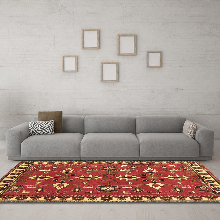 Machine Washable Persian Brown Traditional Rug in a Living Room,, wshtr836brn