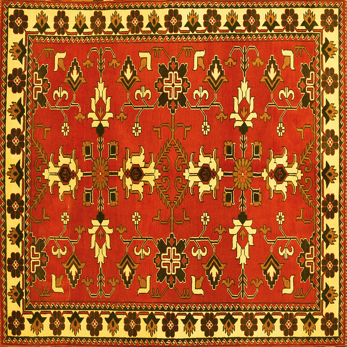 Square Machine Washable Persian Yellow Traditional Rug, wshtr836yw