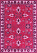 Machine Washable Persian Pink Traditional Rug, wshtr836pnk