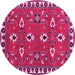 Round Machine Washable Persian Pink Traditional Rug, wshtr836pnk