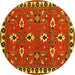 Round Persian Yellow Traditional Rug, tr836yw