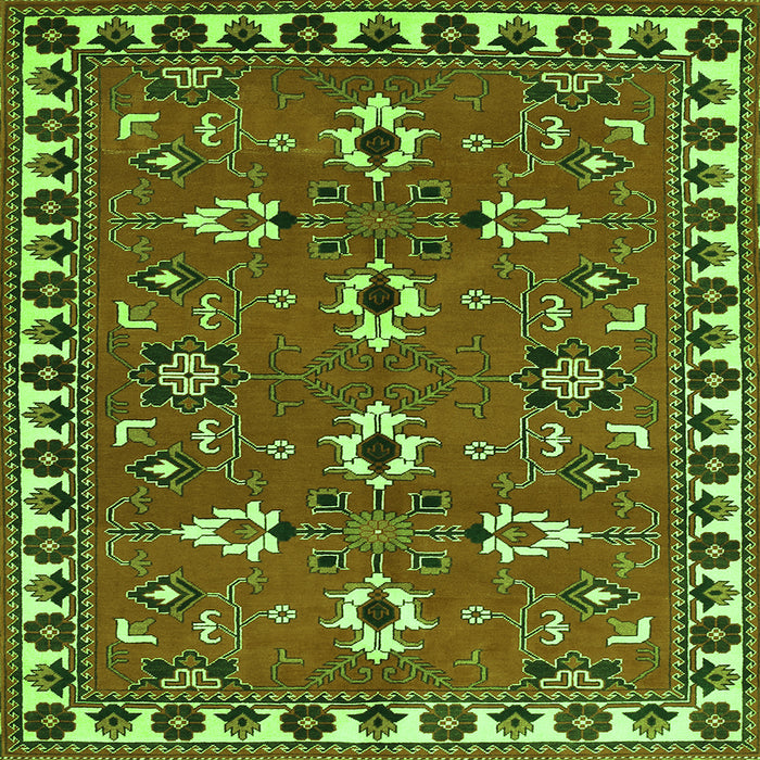 Round Machine Washable Persian Green Traditional Area Rugs, wshtr836grn