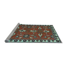 Sideview of Machine Washable Persian Light Blue Traditional Rug, wshtr836lblu