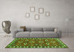 Machine Washable Persian Green Traditional Area Rugs in a Living Room,, wshtr836grn