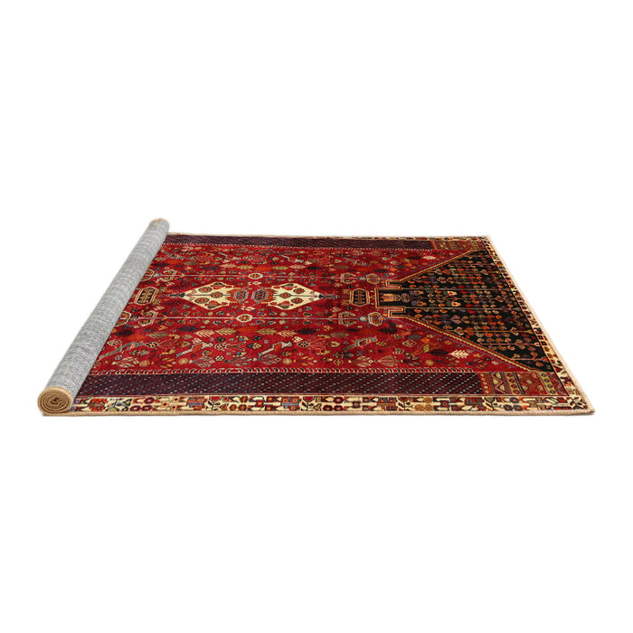Sideview of Machine Washable Traditional Tomato Red Rug, wshtr837