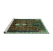 Sideview of Machine Washable Persian Turquoise Traditional Area Rugs, wshtr837turq