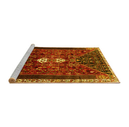 Sideview of Machine Washable Persian Yellow Traditional Rug, wshtr837yw