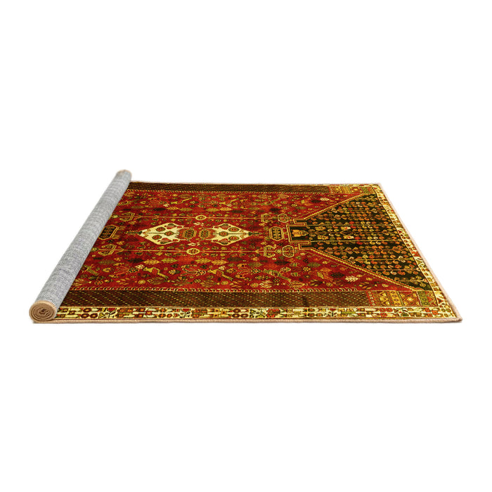 Sideview of Machine Washable Persian Yellow Traditional Rug, wshtr837yw