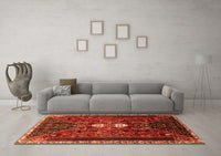 Machine Washable Persian Orange Traditional Rug, wshtr837org