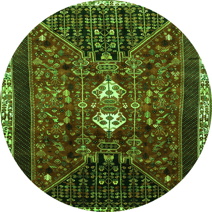 Square Persian Green Traditional Rug, tr837grn