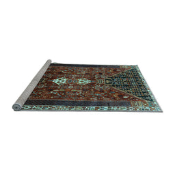 Sideview of Machine Washable Persian Light Blue Traditional Rug, wshtr837lblu