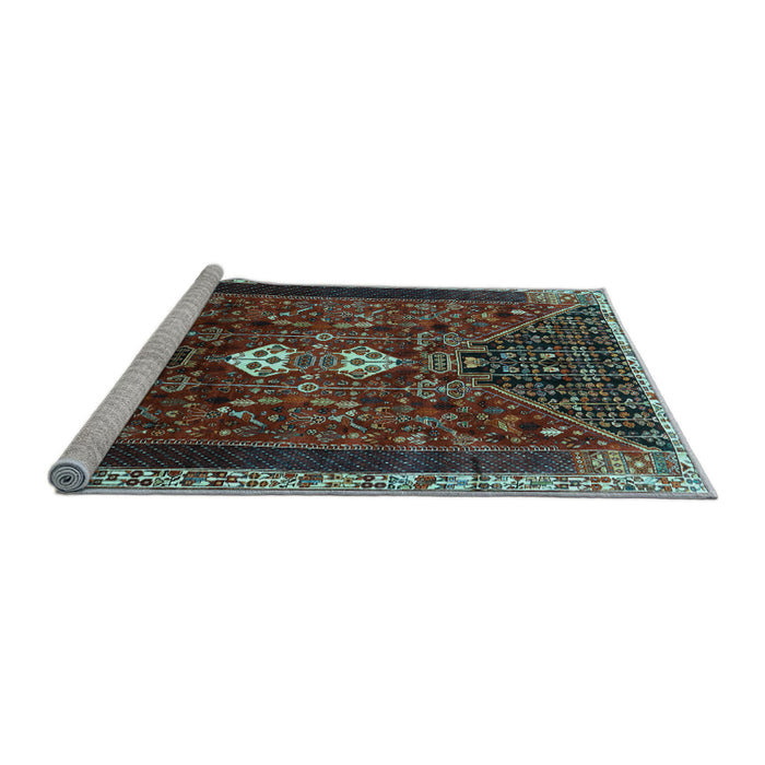 Sideview of Machine Washable Persian Light Blue Traditional Rug, wshtr837lblu