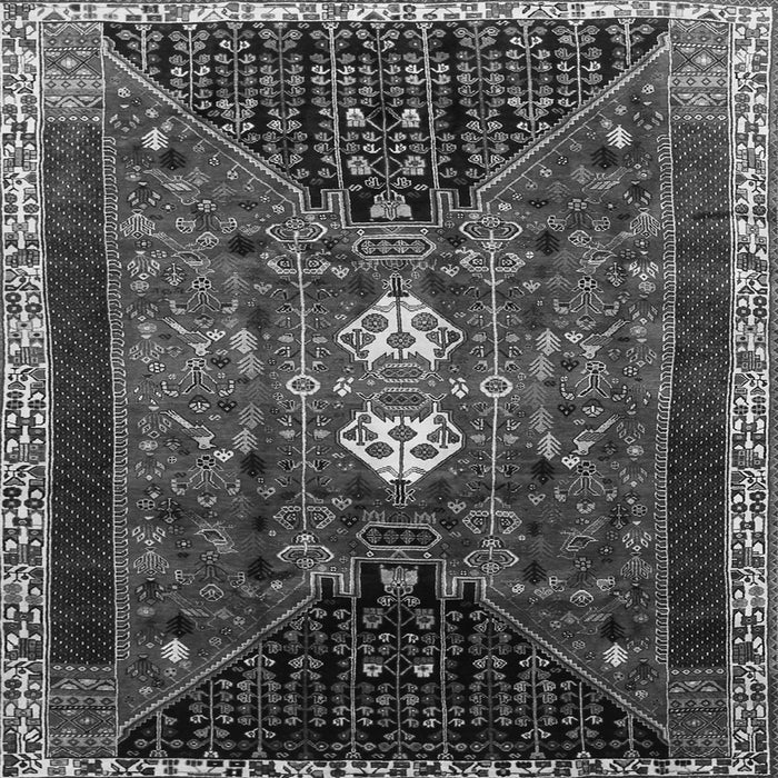 Round Machine Washable Persian Gray Traditional Rug, wshtr837gry