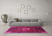 Machine Washable Persian Pink Traditional Rug in a Living Room, wshtr837pnk