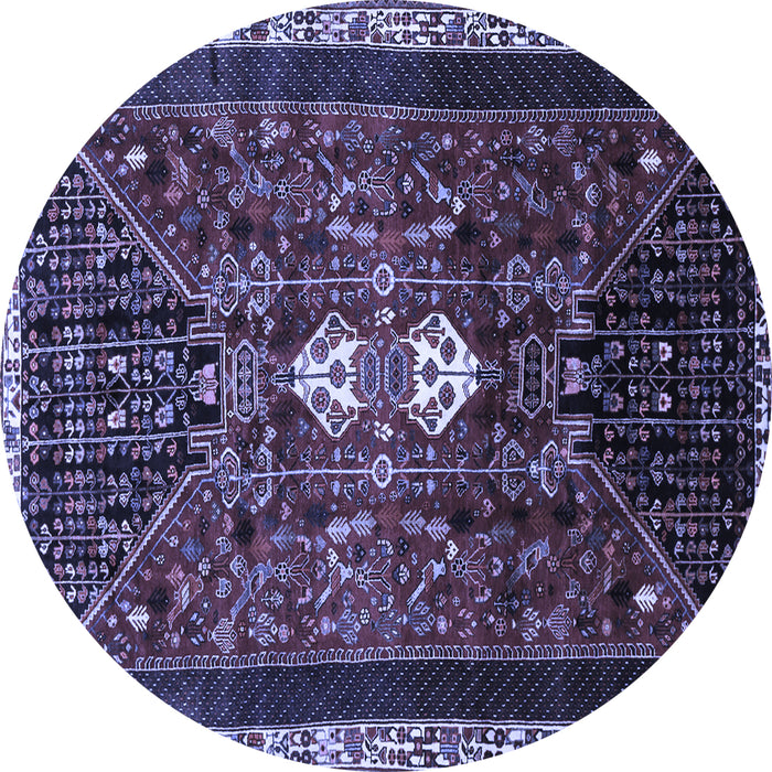 Round Machine Washable Persian Blue Traditional Rug, wshtr837blu