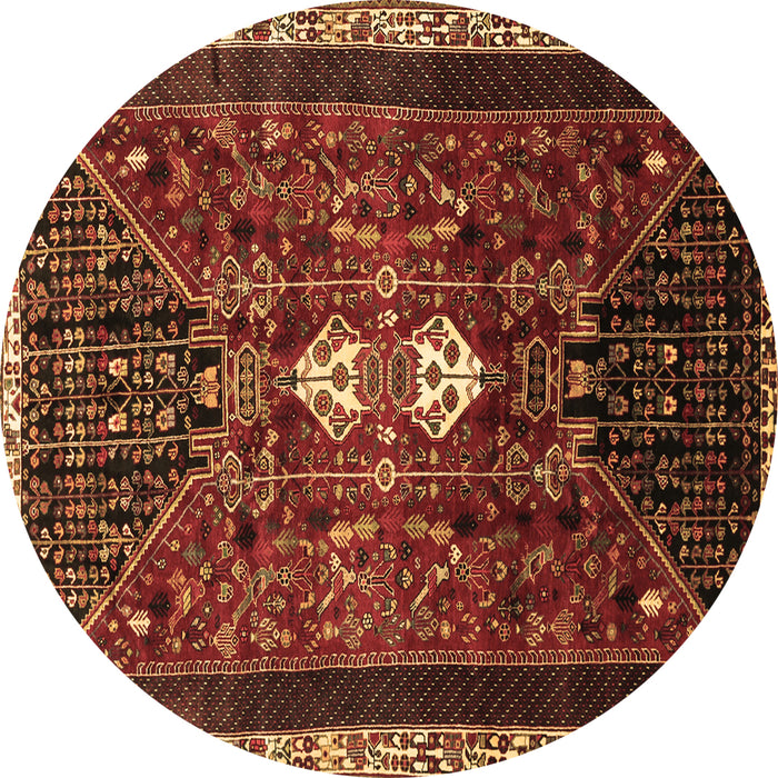 Round Machine Washable Persian Brown Traditional Rug, wshtr837brn