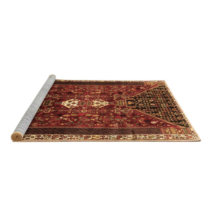 Sideview of Machine Washable Persian Brown Traditional Rug, wshtr837brn