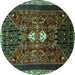 Round Persian Turquoise Traditional Rug, tr837turq