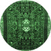 Round Persian Emerald Green Traditional Rug, tr837emgrn