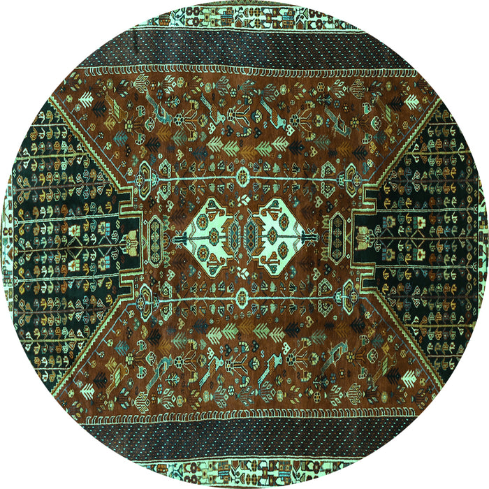 Round Machine Washable Persian Turquoise Traditional Area Rugs, wshtr837turq