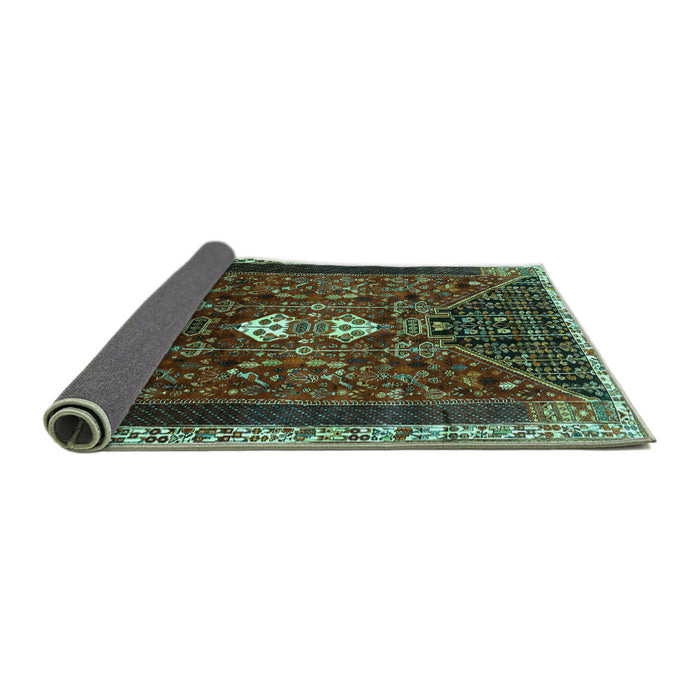 Sideview of Persian Turquoise Traditional Rug, tr837turq