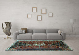 Machine Washable Persian Light Blue Traditional Rug in a Living Room, wshtr837lblu