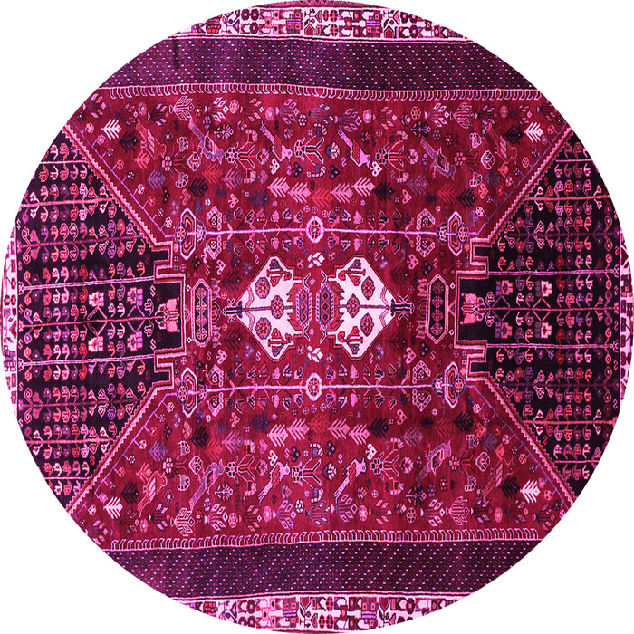 Round Machine Washable Persian Pink Traditional Rug, wshtr837pnk