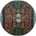 Round Persian Light Blue Traditional Rug, tr837lblu