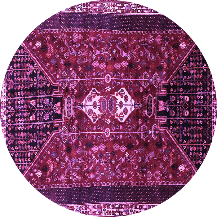 Round Persian Purple Traditional Rug, tr837pur