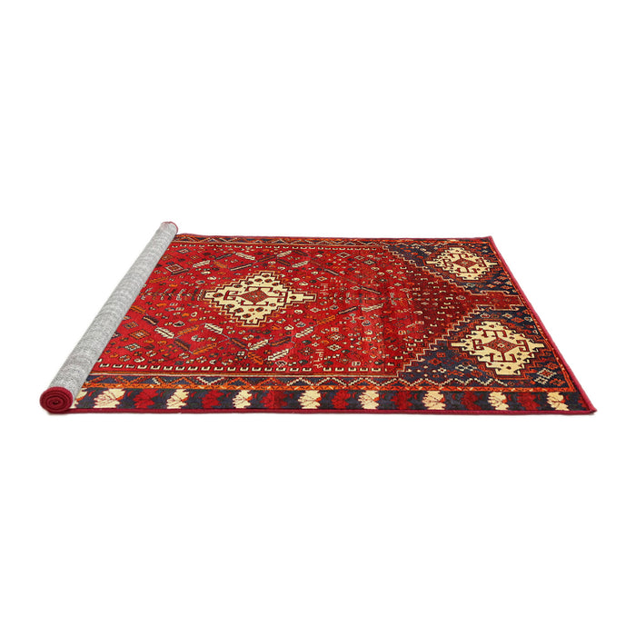 Sideview of Machine Washable Traditional Red Rug, wshtr838