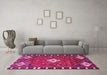 Machine Washable Persian Pink Traditional Rug in a Living Room, wshtr838pnk