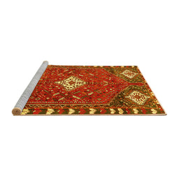Sideview of Machine Washable Persian Yellow Traditional Rug, wshtr838yw