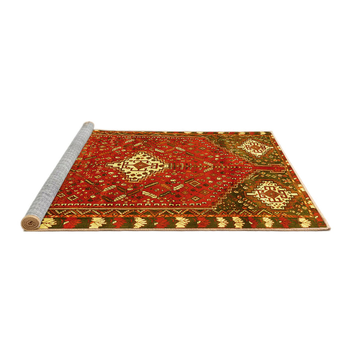 Sideview of Machine Washable Persian Yellow Traditional Rug, wshtr838yw
