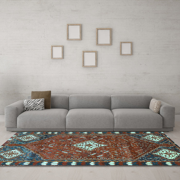 Machine Washable Persian Light Blue Traditional Rug in a Living Room, wshtr838lblu
