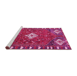 Sideview of Machine Washable Persian Pink Traditional Rug, wshtr838pnk