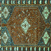 Square Machine Washable Persian Turquoise Traditional Area Rugs, wshtr838turq