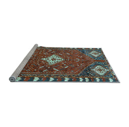 Sideview of Machine Washable Persian Light Blue Traditional Rug, wshtr838lblu