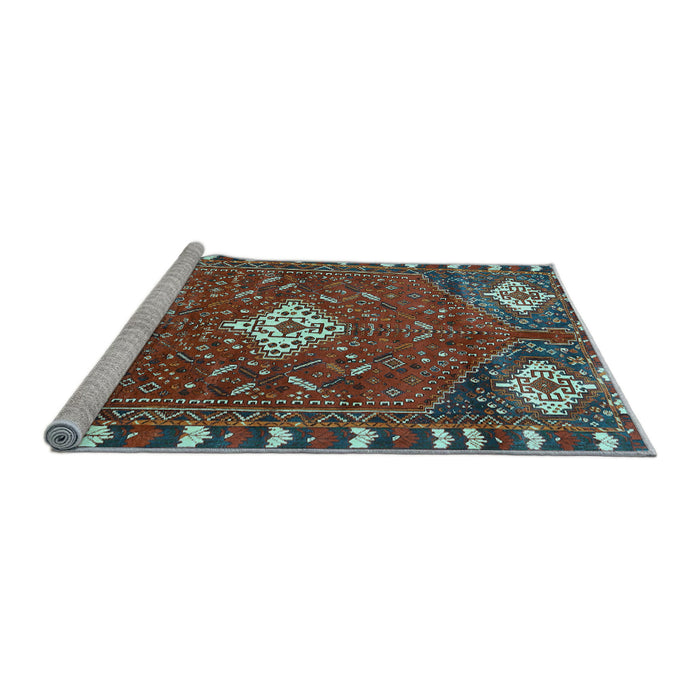Sideview of Machine Washable Persian Light Blue Traditional Rug, wshtr838lblu