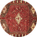 Round Machine Washable Persian Brown Traditional Rug, wshtr838brn