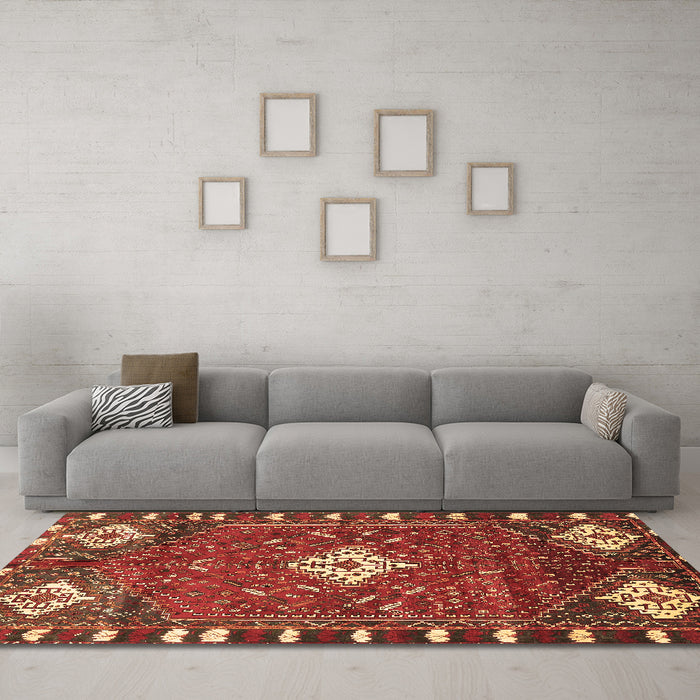 Machine Washable Persian Brown Traditional Rug in a Living Room,, wshtr838brn